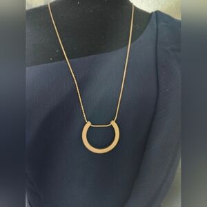 Long Golden‎ Tone Abstract Metal Necklace